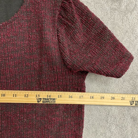 Draper James Women's M Red Tweed Short Sleeve Pleated Mini Dress N0146 - Picture 5 of 12